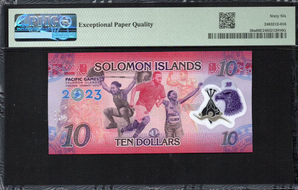 Solomon Islands -  10 Dollars 2023 - Pick # 39a - PMG 66 EPQ