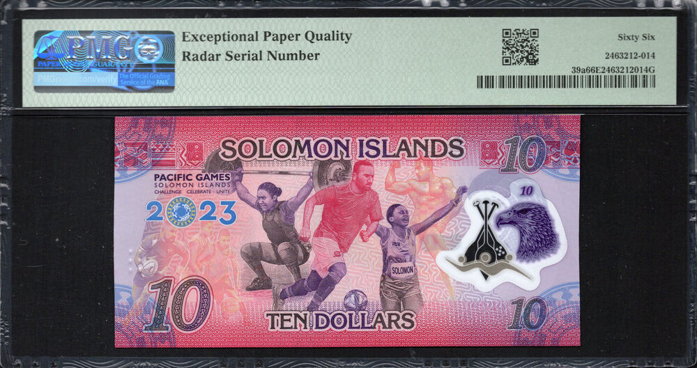 Solomon Islands -  10 Dollars 2023 - Pick # 39a - PMG 66 EPQ