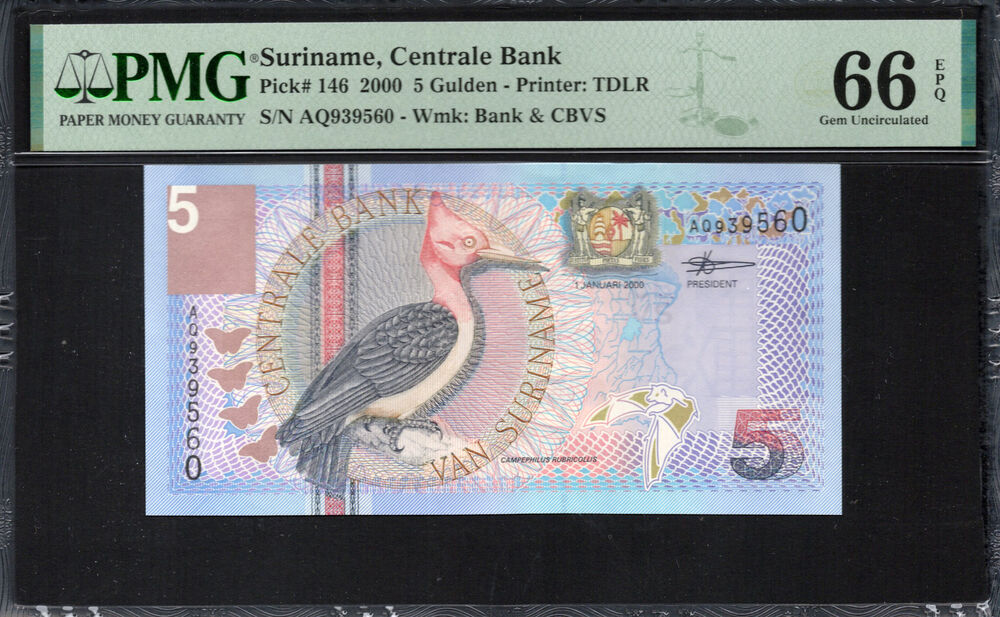 Suriname -  5 Gulden 2000 - Pick # 146 - PMG 66 EPQ