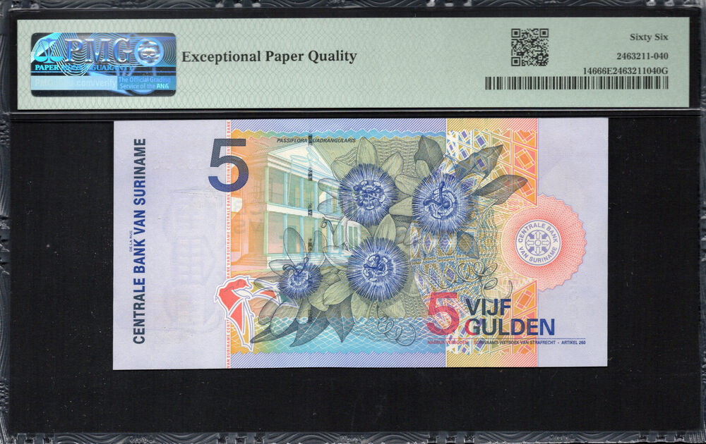 Suriname -  5 Gulden 2000 - Pick # 146 - PMG 66 EPQ