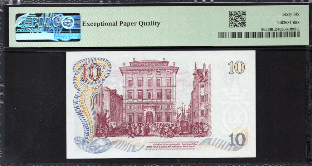 Sweden -  10 Kronor 1968 - Pick # 56a - PMG 66 EPQ
