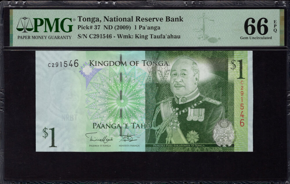 Tonga -  1 Pa'anga 2009 - Pick # 37 - PMG 66 EPQ
