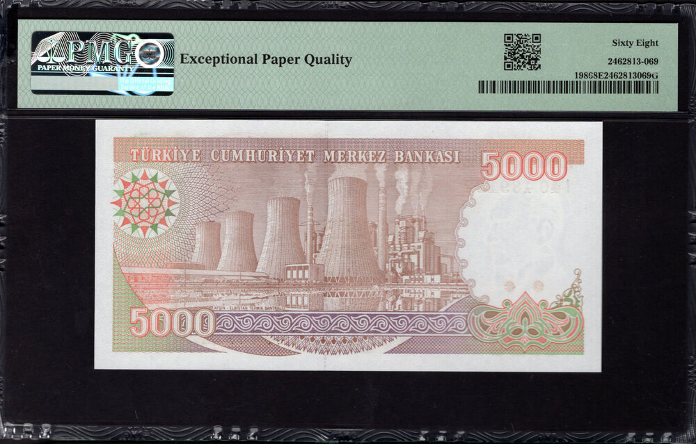 Turkey -  5000 Lirasi 1970 - Pick # 198 - PMG 68 EPQ