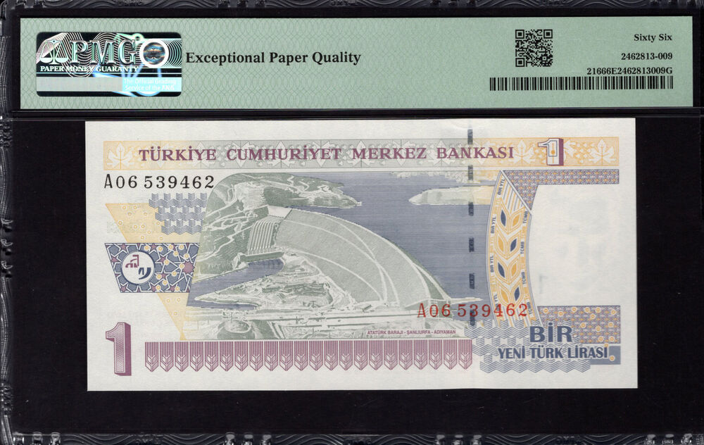 Turkey -  1 New Lira 2005 - Pick # 216 - PMG 66 EPQ