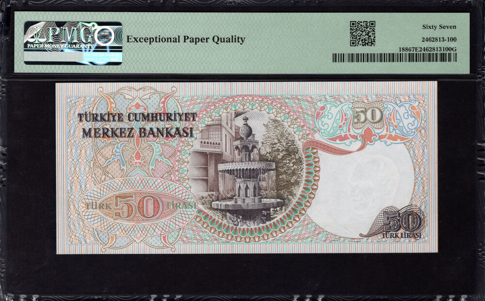 Turkey -  50 Lirasi 1970 - Pick # 188 - PMG 67 EPQ