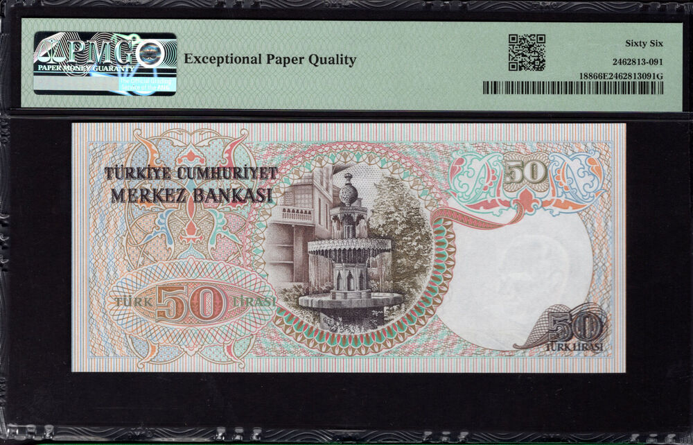 Turkey -  50 Lirasi 1970 - Pick # 188 - PMG 66 EPQ