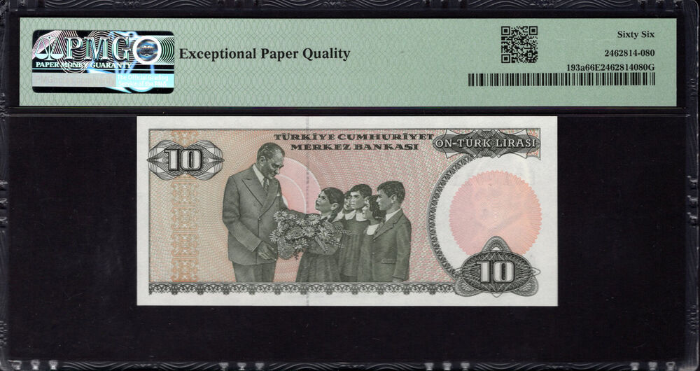 Turkey -  10 Lirasi 1970 - Pick # 193a - PMG 66 EPQ