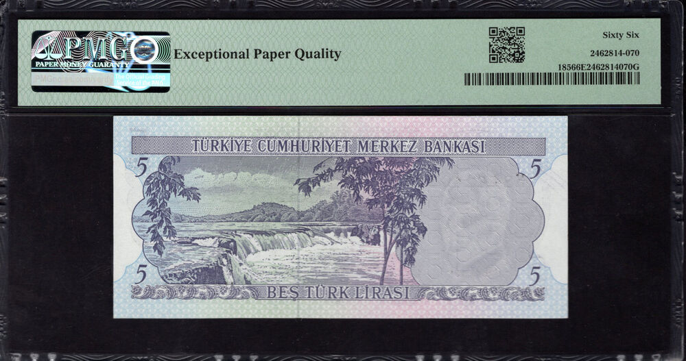 Turkey -  5 Lira 1970 - Pick # 185 - PMG 66 EPQ