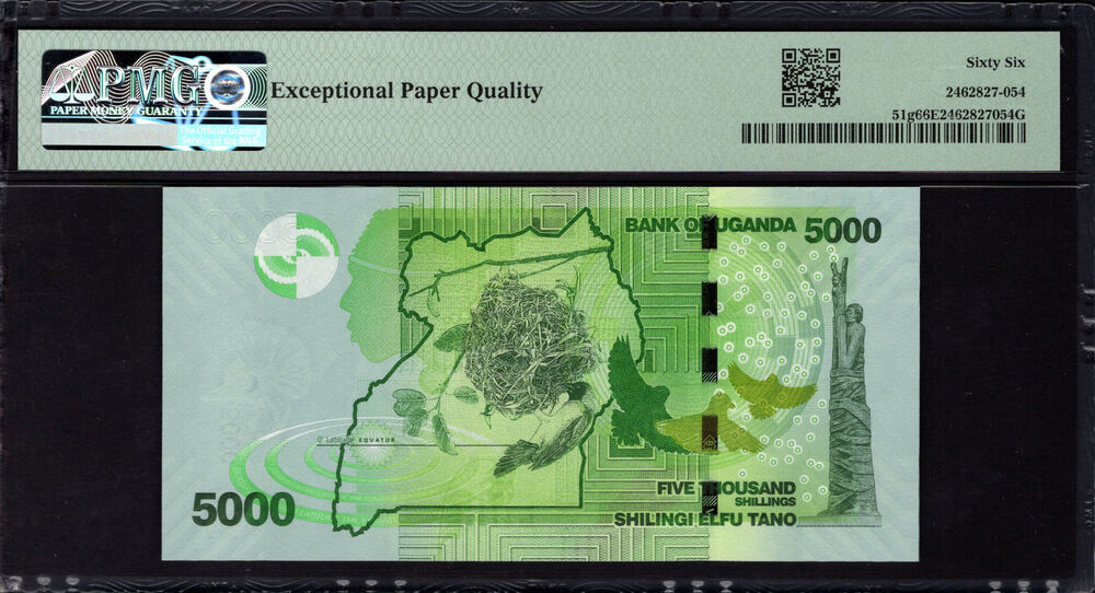 Uganda -  5000 Shillings 2021 - Pick # 51g - PMG 66 EPQ