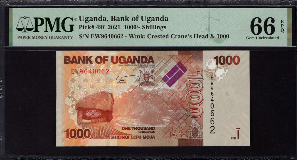 Uganda -  1000 Shillings 2021 - Pick # 49f - PMG 66 EPQ