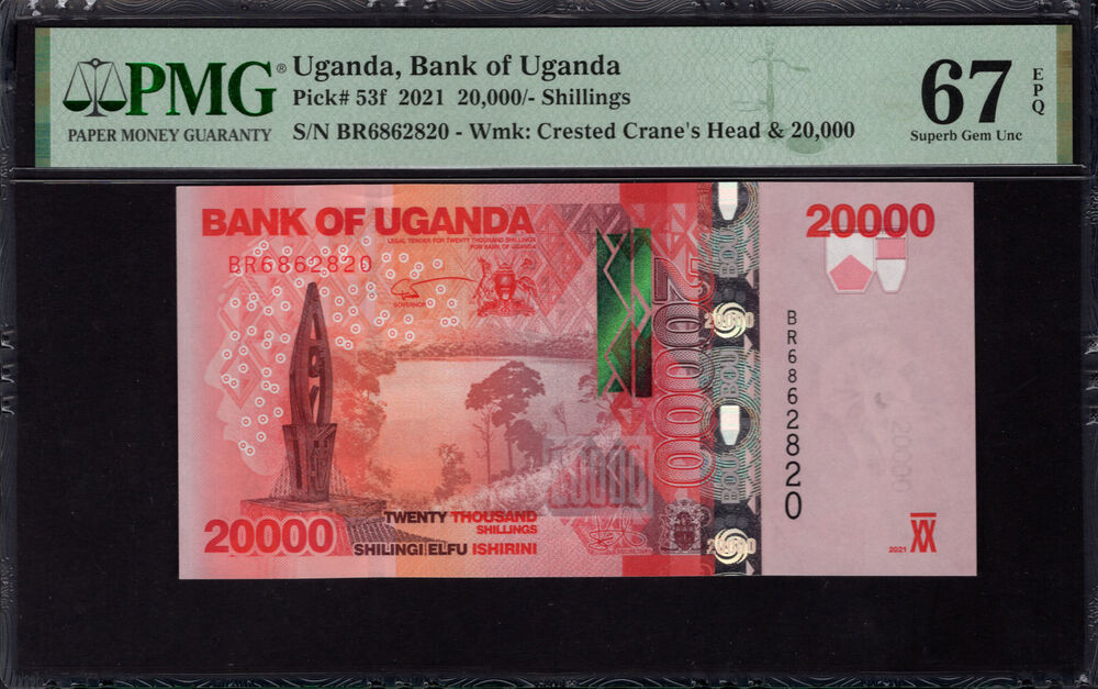 Uganda -  20.000 Shillings 2021 - Pick # 53f - PMG 67 EPQ