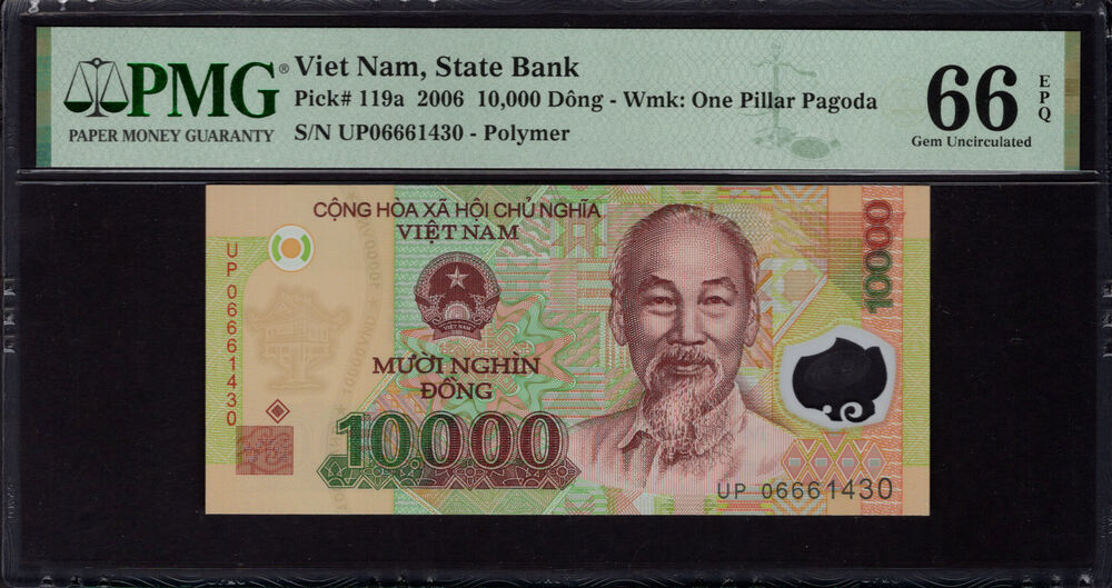 Vietnam -  10.000 Dông 2006 - Pick # 119a - PMG 66 EPQ