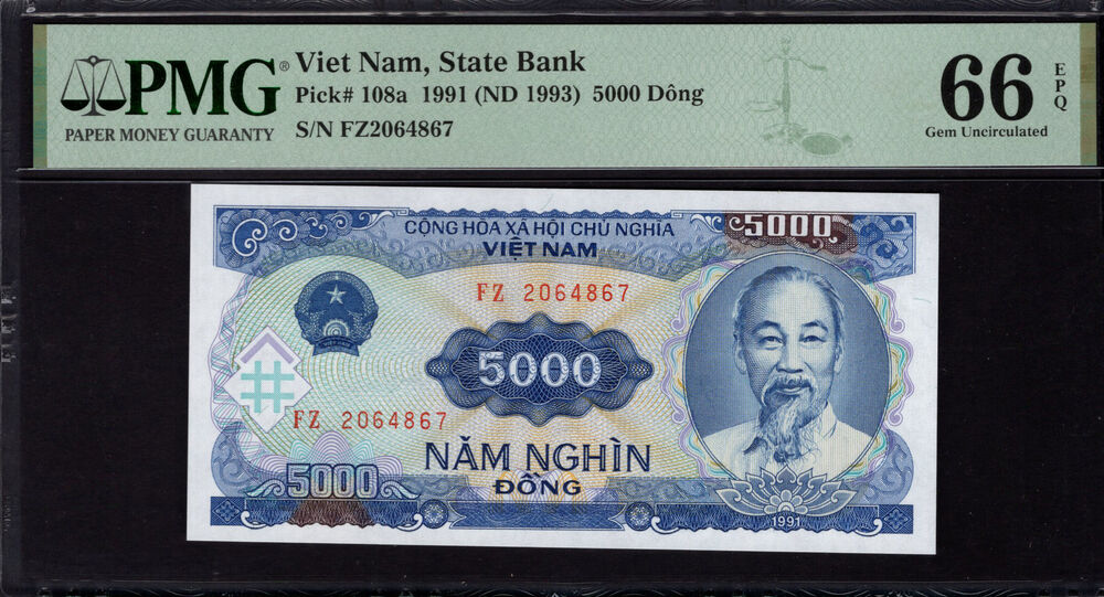 Vietnam -  5000 Dong 1991 - Pick # 108a - PMG 66 EPQ