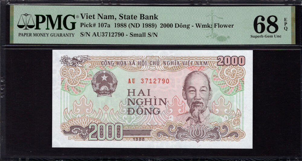 Vietnam -  2000 Dông 1988 - Pick # 107a - PMG 68 EPQ