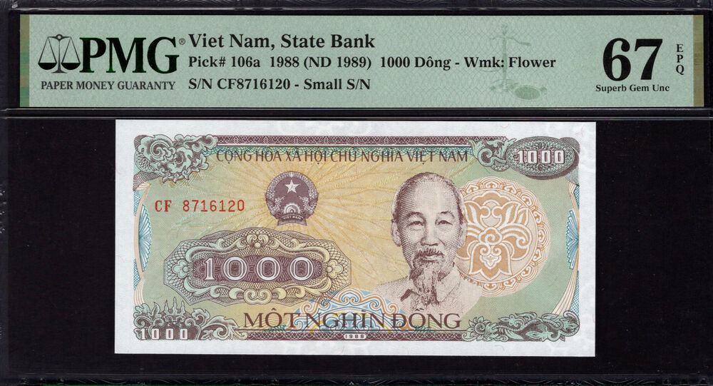 Vietnam -  1000 Dông 1988 - Pick # 106a - PMG 67 EPQ