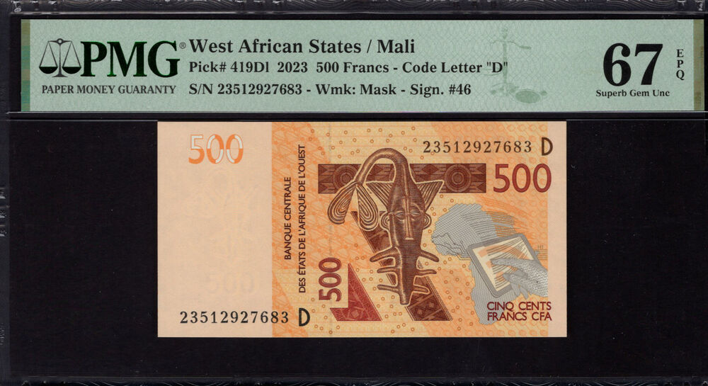 Mali -  500 Francs 2023 - Pick # 419Di - PMG 67 EPQ
