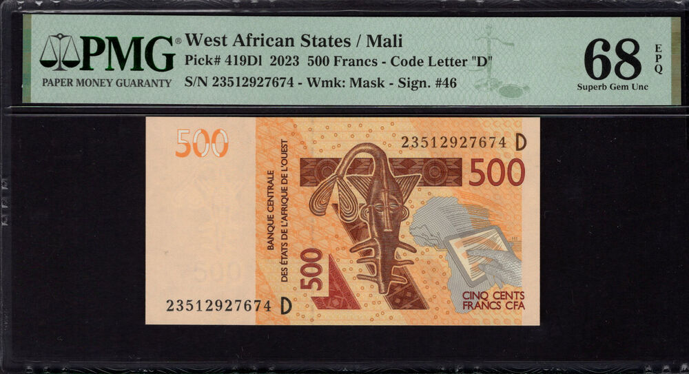 Mali -  500 Francs 2023 - Pick # 419Di - PMG 68 EPQ