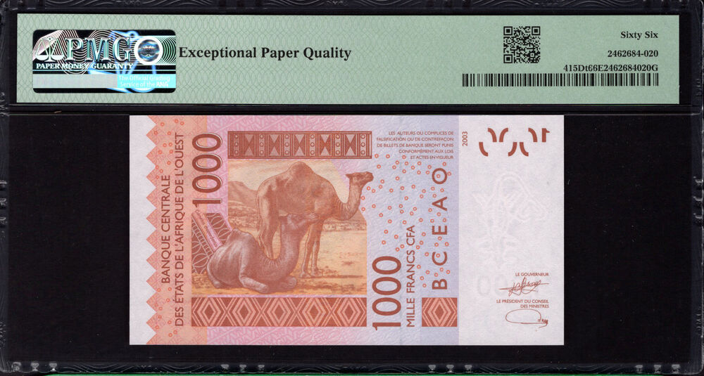 Mali -  1000 Francs 2023 - Pick # 415Dt - PMG 66 EPQ