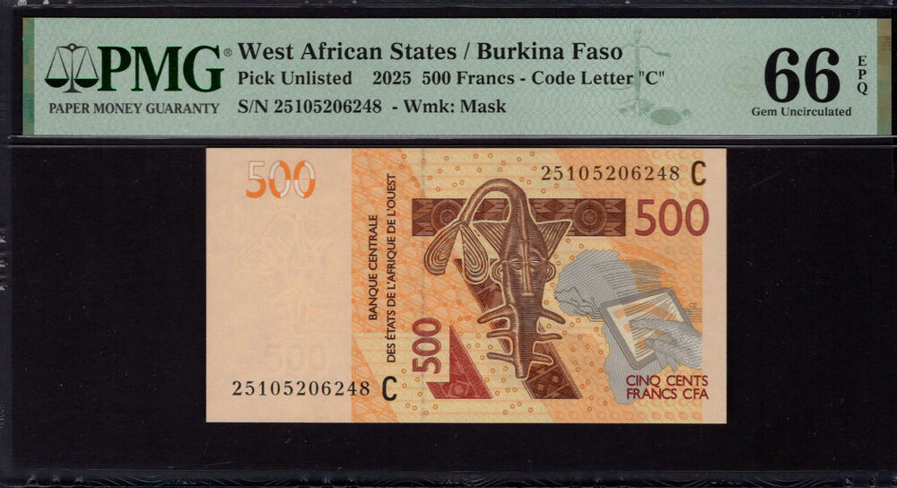 Burkina Faso -  500 Francs 2025 - Pick # Unlisted - PMG 66 EPQ