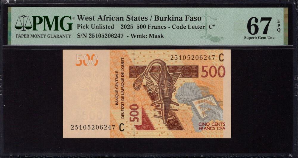 Burkina Faso -  500 Francs 2025 - Pick # Unlisted - PMG 67 EPQ