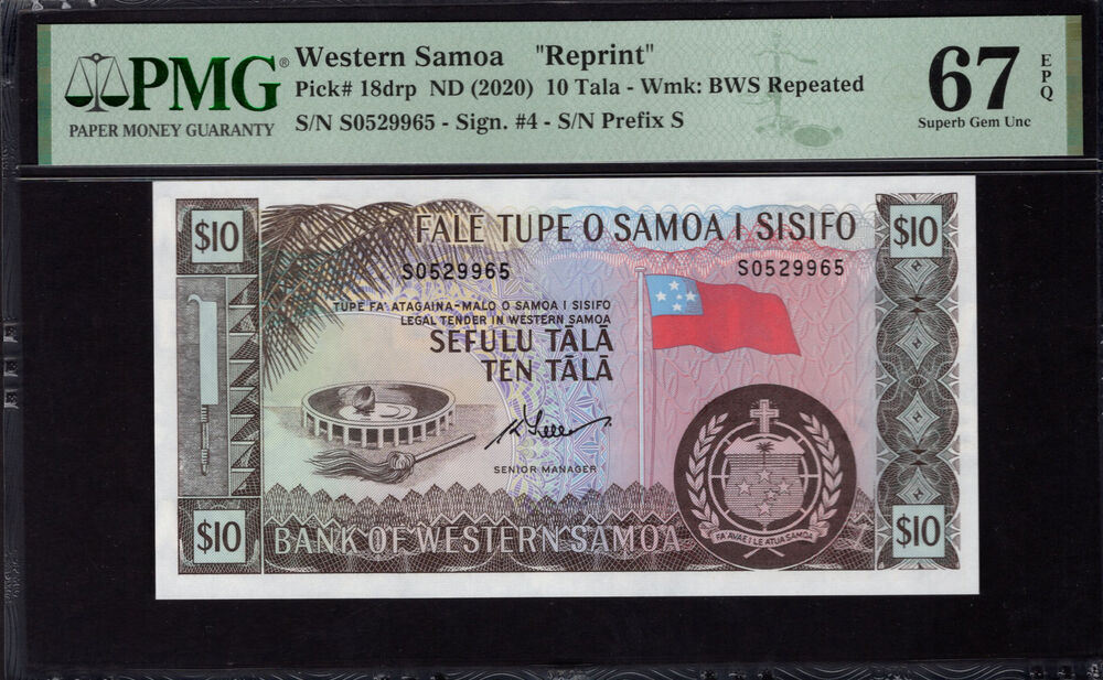 Western Samoa -  10 Tala 2020 - Pick # 18drp - PMG 67 EPQ