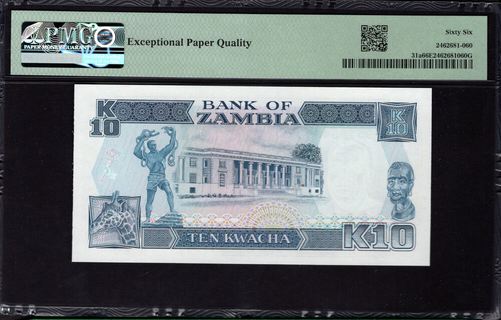 Zambia -  10 Kwacha 1989 - Pick # 31a - PMG 66 EPQ