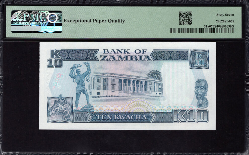 Zambia -  10 Kwacha 1989 - Pick # 31a - PMG 67 EPQ