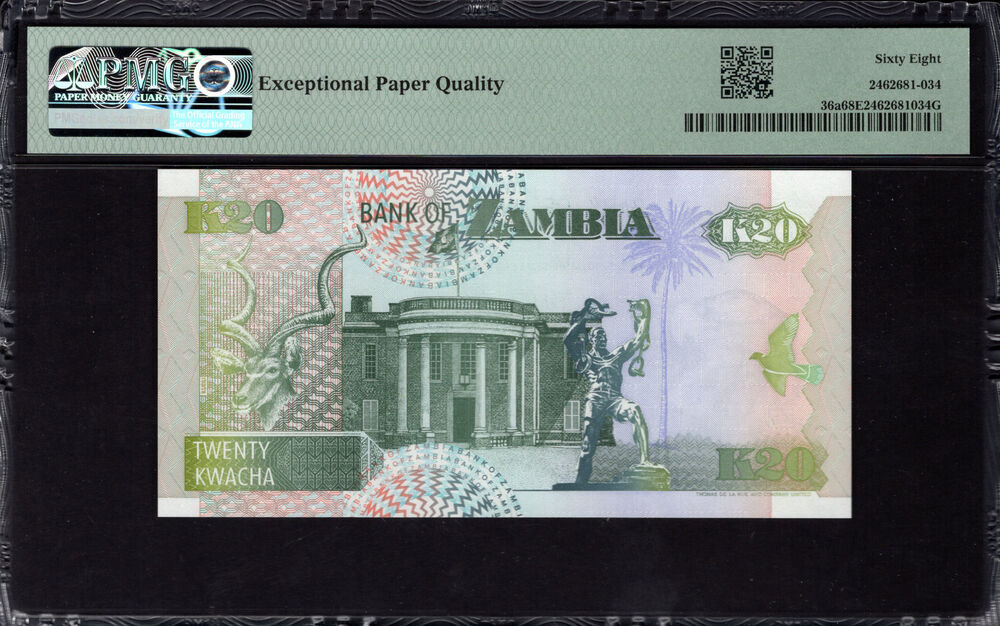 Zambia -  20 Kwacha 1992 - Pick # 36a - PMG 68 EPQ
