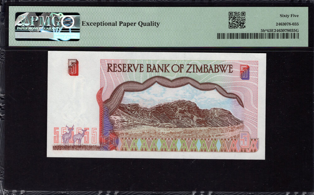 Zimbabwe -  5 Dollars 1997 - Pick # 5b* - PMG 65 EPQ