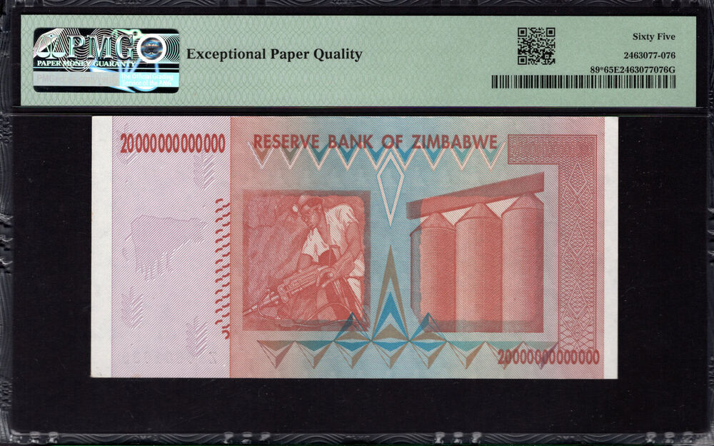 Zimbabwe -  20 Trillion Dollars 2008 - Pick # 89* - PMG 65 EPQ