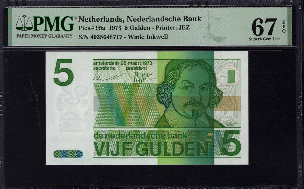Netherlands -  5 Gulden 1973 - Pick # 95a - PMG 67 EPQ