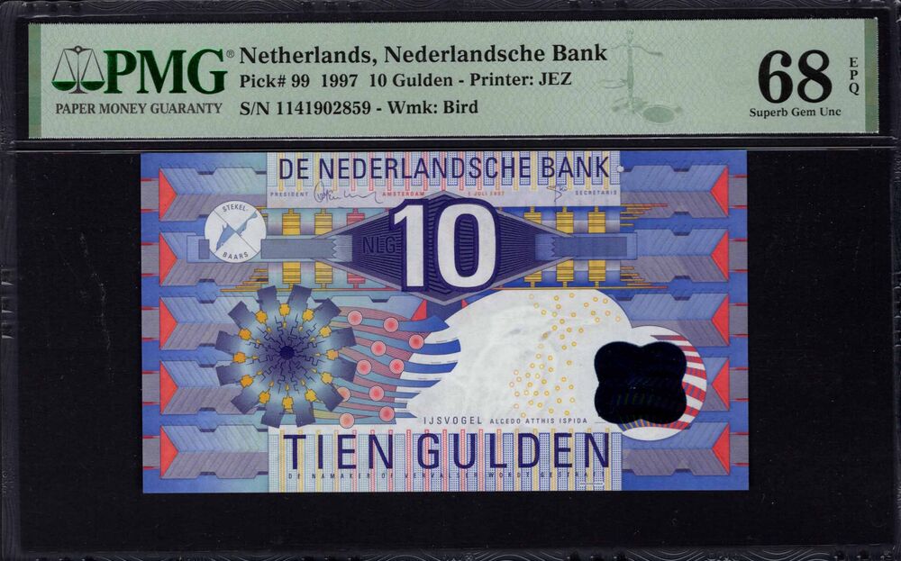 Netherlands -  10 Gulden 1997 - Pick # 99 - PMG 68 EPQ