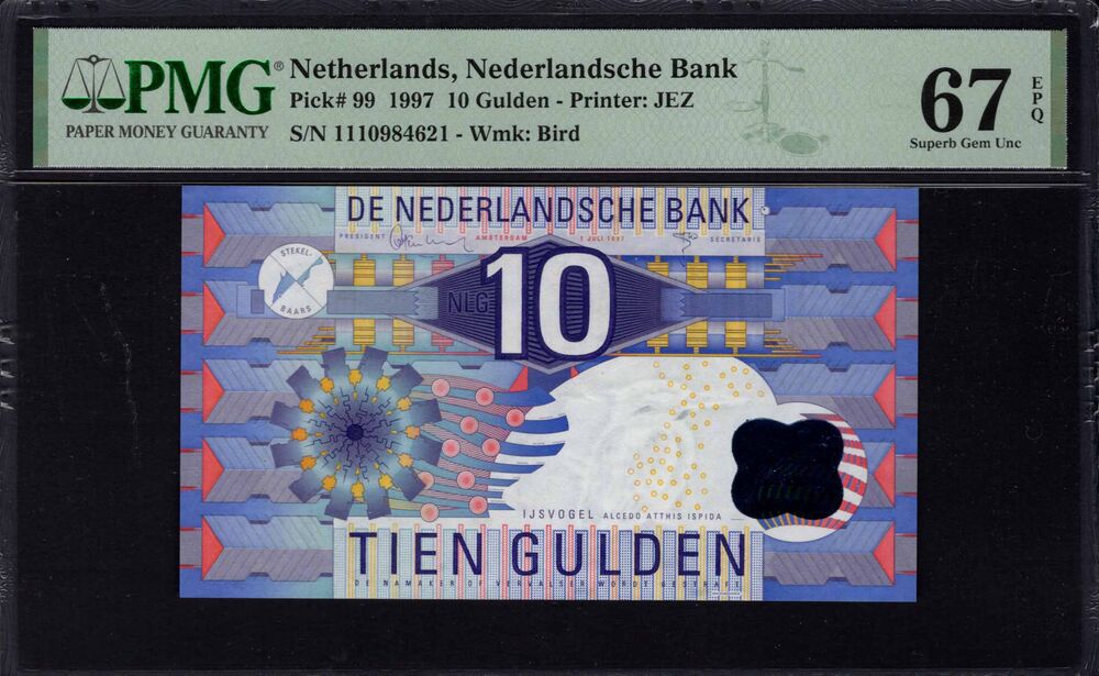 Netherlands -  10 Gulden 1997 - Pick # 99 - PMG 67 EPQ