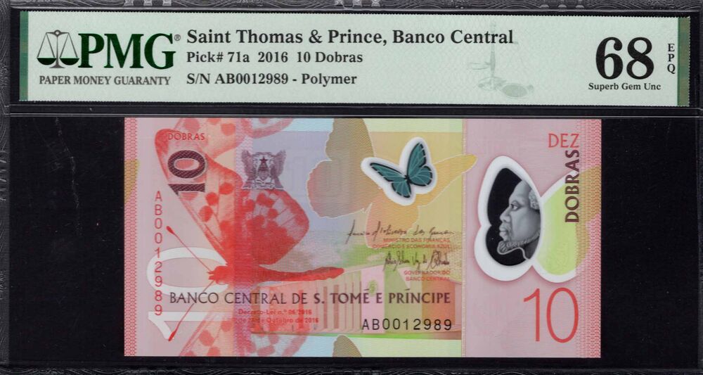 Sao Tome and Principe -  10 Dobras 2016 - Pick # 71a - PMG 68 EPQ