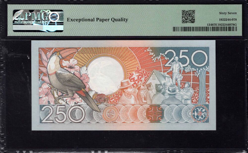 Suriname -  250 Gulden 1988 - Pick # 134 - PMG 67 EPQ