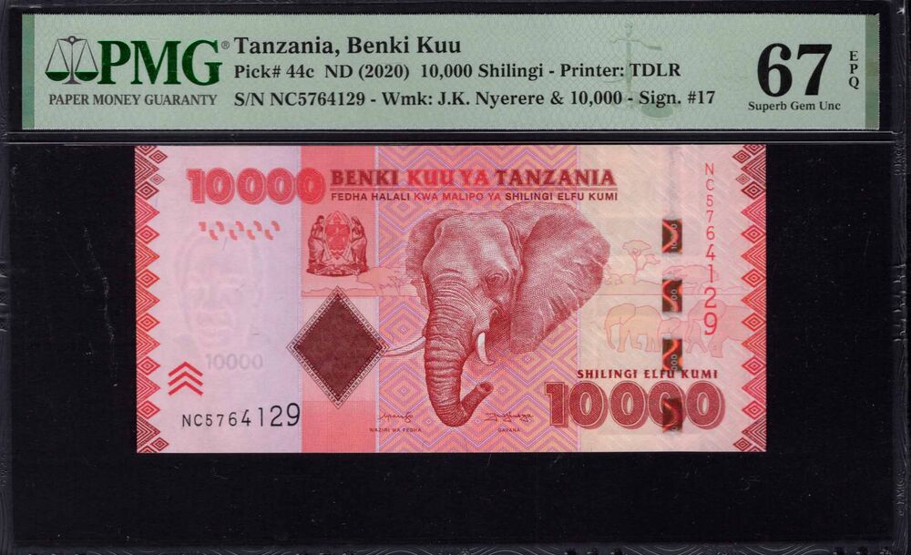 Tanzania -  10.000 Shilingi 2020 - Pick # 44c - PMG 67 EPQ