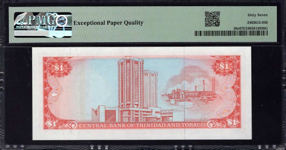 Trinidad and Tobago -  1 Dollar 1985 - Pick # 36c - PMG 67 EPQ