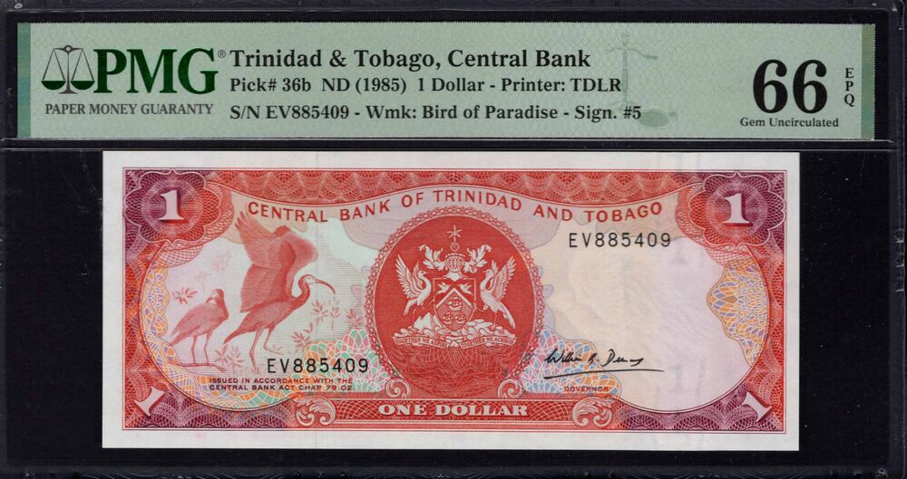 Trinidad and Tobago -  1 Dollar 1985 - Pick # 36b - PMG 66 EPQ