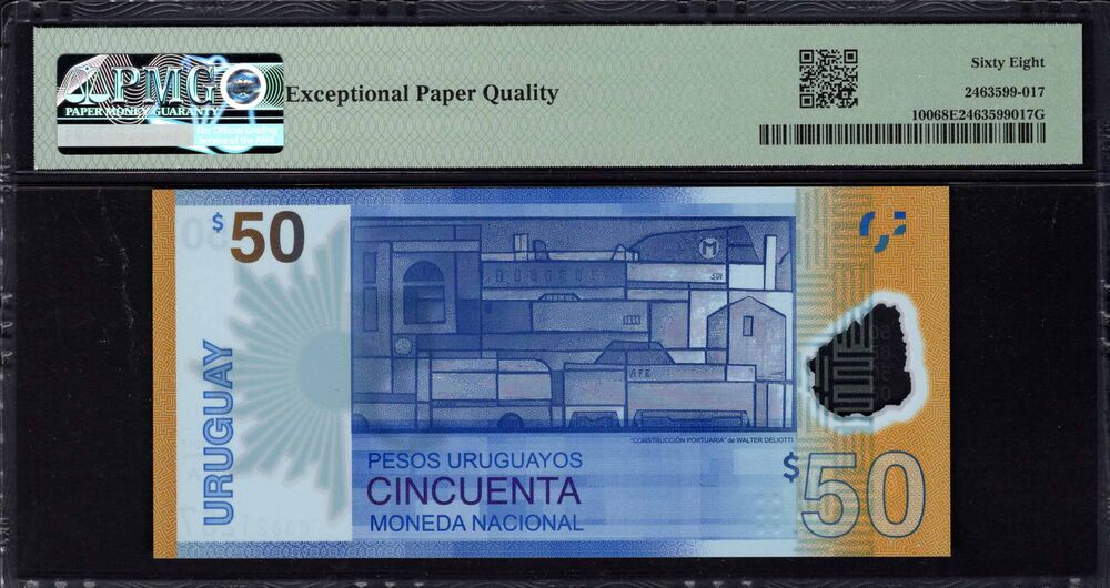 Uruguay -  50 Pesos 2017 - Pick # 100 - PMG 68 EPQ