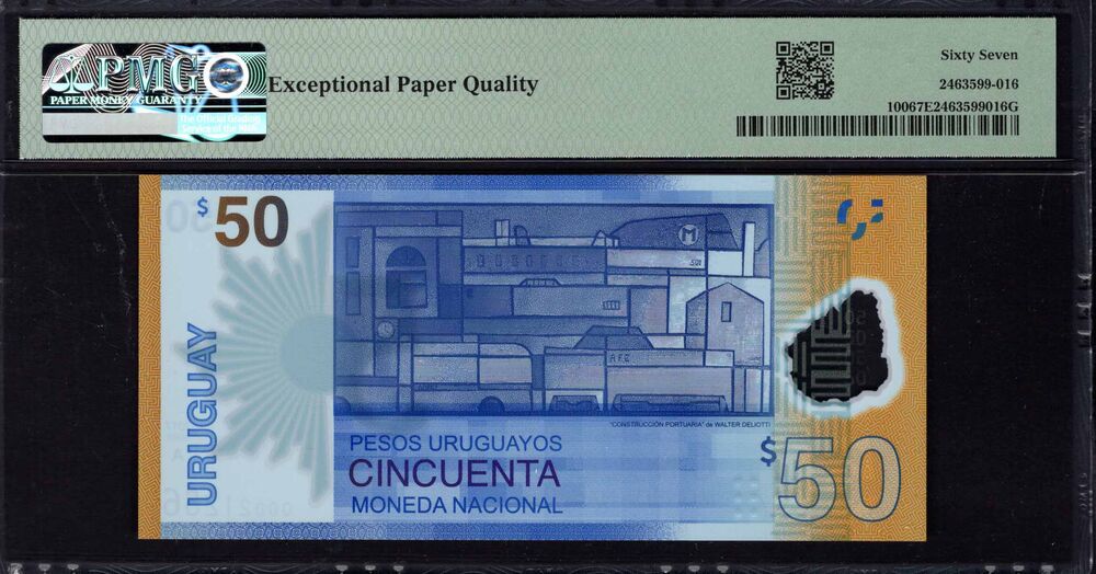 Uruguay -  50 Pesos 2017 - Pick # 100 - PMG 67 EPQ