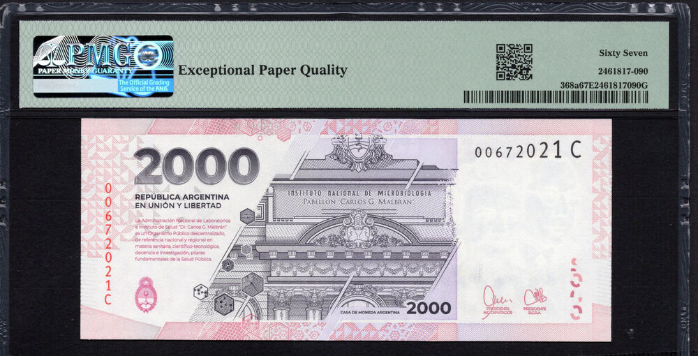 Argentinië -  2000 Pesos 2023 - Pick # 368a - PMG 67 EPQ