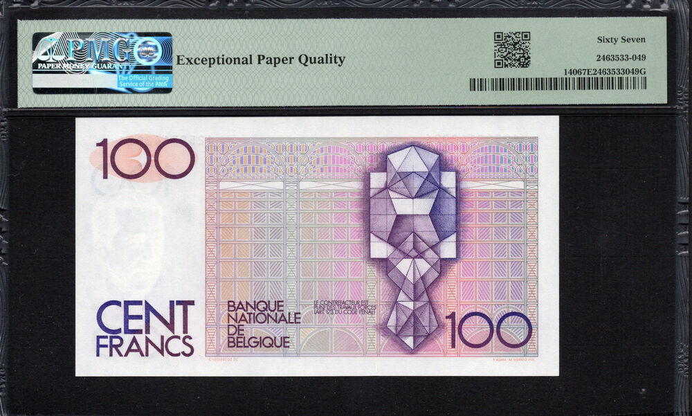 Belgium -  100 Francs 1978 - Pick # 140 - PMG 67 EPQ