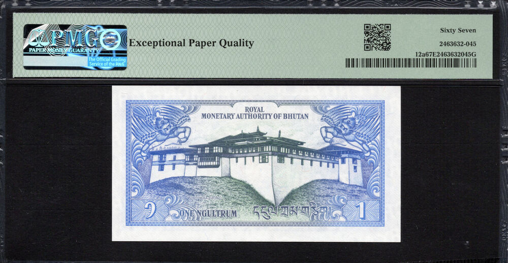 Bhutan -  1 Ngultrum 1986 - Pick # 12a - PMG 67 EPQ