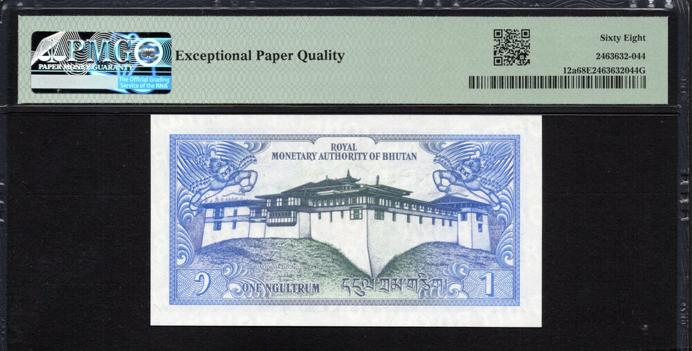 Bhutan -  1 Ngultrum 1986 - Pick # 12a - PMG 68 EPQ