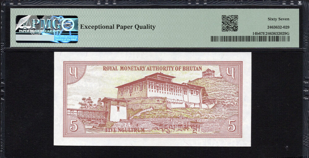Bhutan -  5 Ngultrum 1990 - Pick # 14b - PMG 67 EPQ