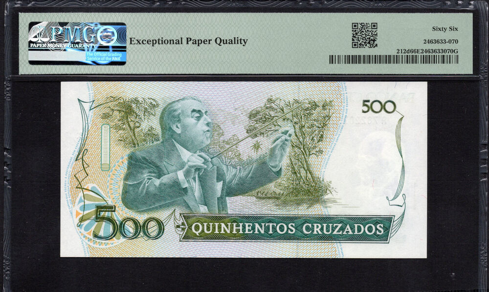 Brazil -  500 Cruzados 1988 - Pick # 212d - PMG 66 EPQ