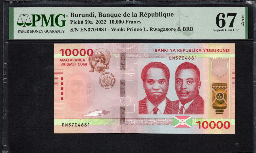 Burundi -  10.000 Francs 2022 - Pick # 59a - PMG 67 EPQ