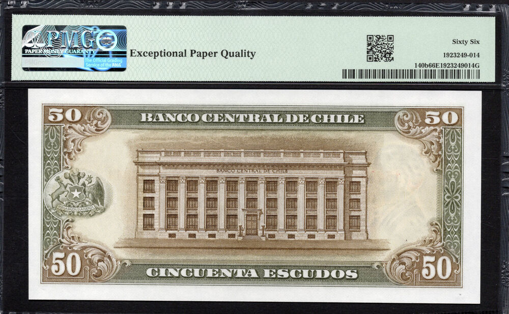 Chile -  50 Escudos 1962 - Pick # 140b - PMG 66 EPQ