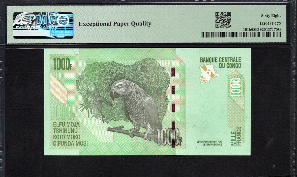 Congo Democratic Republic -  1000 Francs 2013 - Pick # 101b - PMG 68 EPQ