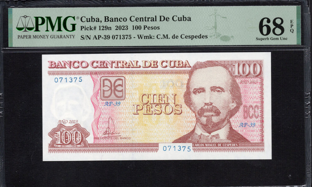 Cuba -  100 Pesos 2023 - Pick # 129n - PMG 68 EPQ